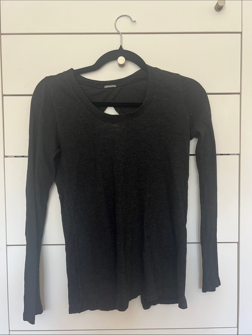 Monrow Black Long Sleeve Top with Back Cutout